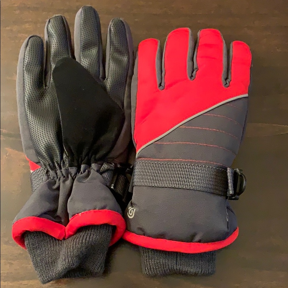 Red and grey gloves